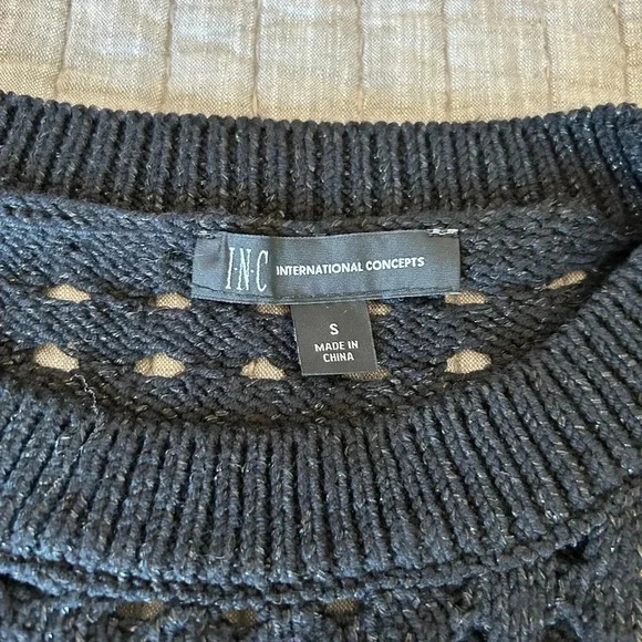NWT- INC International Concepts Sparkly Black Knit Sweater- size s - Picture 4 of 4